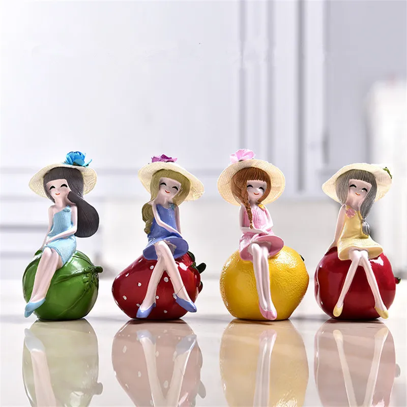 

Resin rustic home decor creative high-grade fruit girls handicrafts room decoration accessories cartoon decorations for home