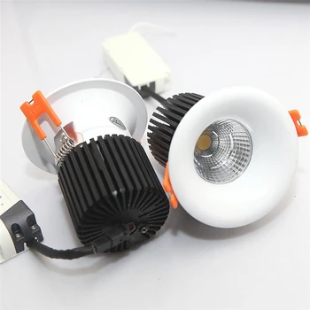 

New Arrival Dimmable 12W COB Led Down Light Spotlight Recessed Led Ceiling Lamps White Shell Led Downlights CE RoHS AC85-265V