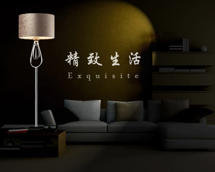 Modern minimalist LED crystal floor lamps living room bedside lights European creative LED vertical lights with fabric lampshade