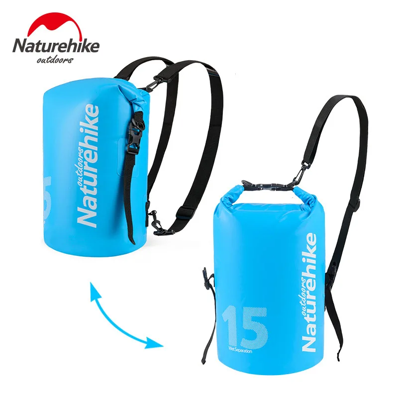 Naturehike Waterproof Backpack Combo Dry Wet Bag Beach Sea Water Boating Drifting River Trekking Dry Bags Swimming Bag 10/15/25L