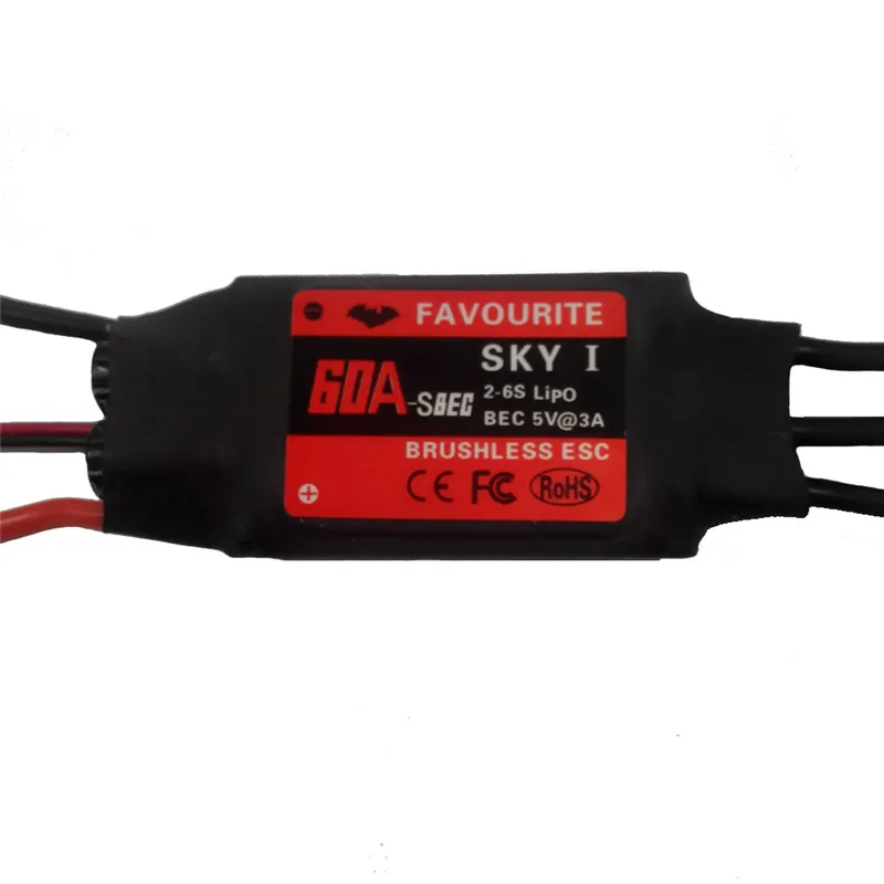 Любимый FVT Sky Series 60A 2-6S бесщеточный ESC с 5V 3A SBEC для RC самолета | Игрушки и хобби