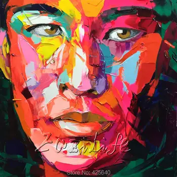 

Palette knife painting portrait Palette knife Face Oil painting Impasto figure on canvas Hand ainted Francoise Nielly 16-13