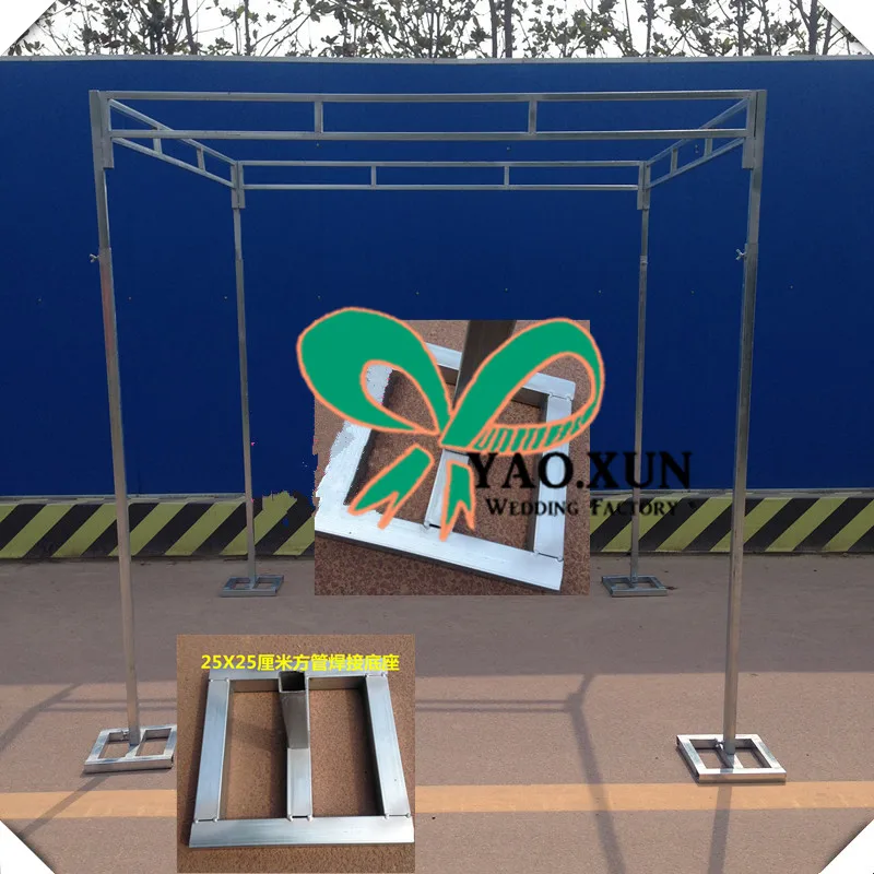 Top Adjustable stainless steel wedding backdrop stand Four Corner Curtain FRAME Pipe Stand Stent square stand pole 3