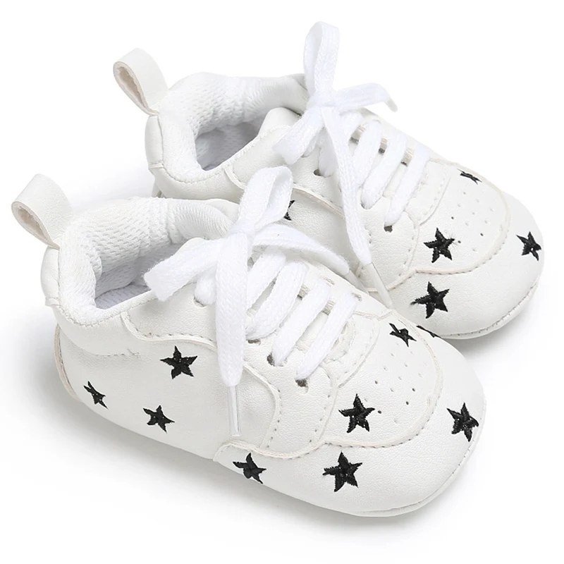0-18 м Детские модели мягкая подошва обувь для маленьких мальчиков и девочек малышей кроватки обувь Новые Повседневное - Цвет: Black Star
