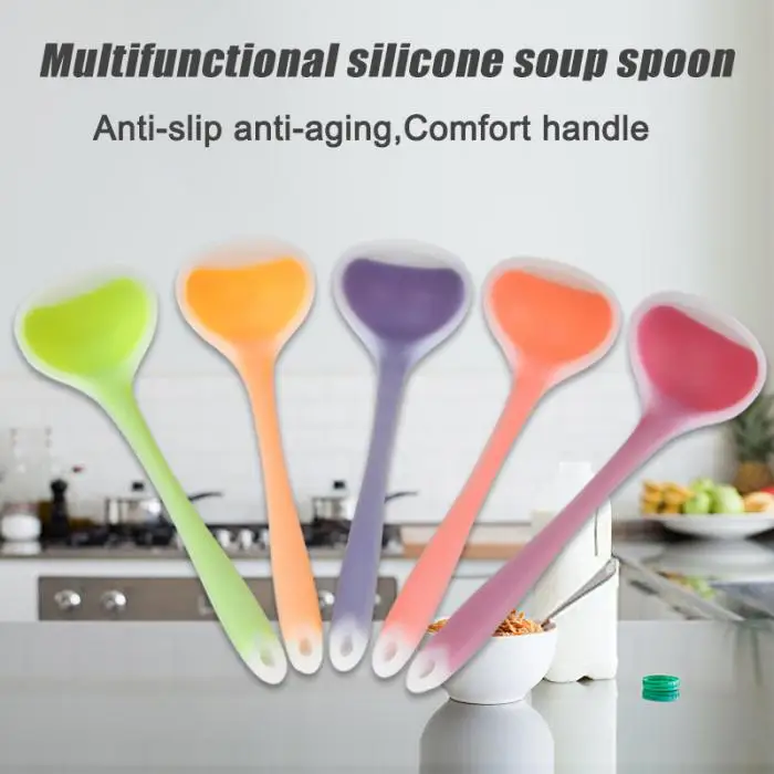 High Translucent Silicone Spoon Nonstick Anti High-Temperature Soup Scoup Cooking Tools Kitchen Supplies UEJ