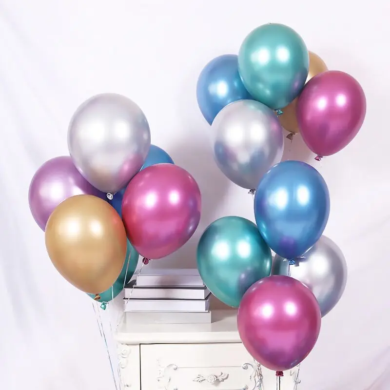 

10pcs 12inch Metallic Latex Balloons Wedding Party Decoration Thick Pearl Metal Chrome Alloy Balloon Photograph Background