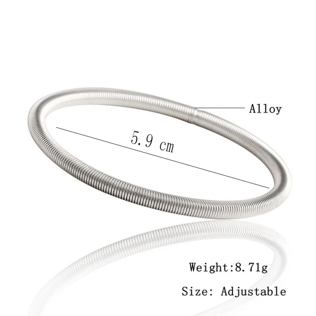 Elastic Coil Spring Bangle Bracelet Alloy Silver Armband Simple For