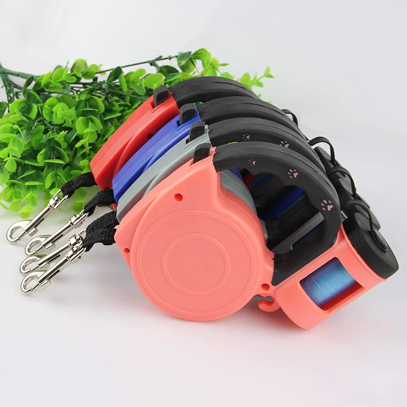 

Multi-functional dog traction rope with garbage bag four colors long 3M can be automatically retractable tractor