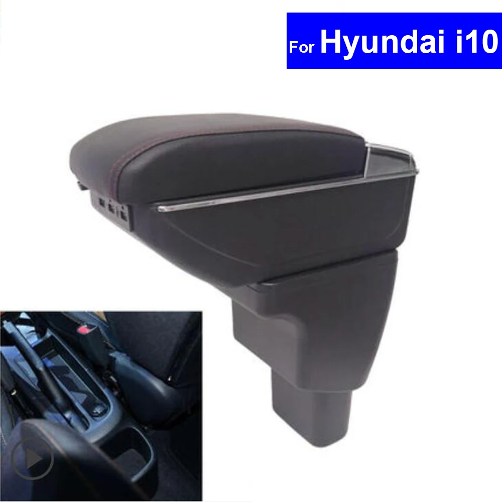 For Hyundai i10 2006~2017 Leather Car Interior Parts Center Console Armrest Box Auto Armrests Storage with USB For Hyundai i10 2006~2017 Leather Car Interior Parts Center Console Armrest Box Auto Armrests Storage with USB