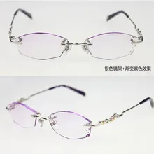 Женские модели Алмазная резка очки для чтения очки без оправы, корректирующие солнцезащитные очки на заказ сверхлегкие готовые Линзы для очков 127