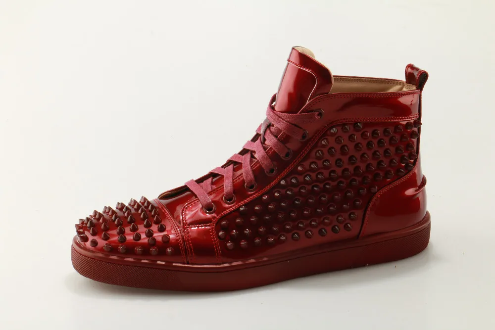 Casual Verni Mocassins Cuir Design Spikes Nouveau Zapatoshombre Clouté Hommes Lacets De Vin Étoiles Rivet Chaussures Svonces En Gamme Haut À HE9IW2DY