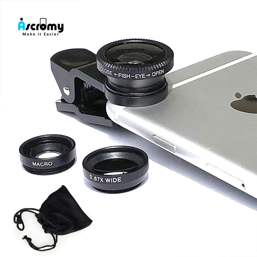 

Ascromy Wide Angle Phone Zoom Lens For Smartphone Fisheye Lenses Camera Lentes Kits With Bluetooth For Huawei iPhone Samsung