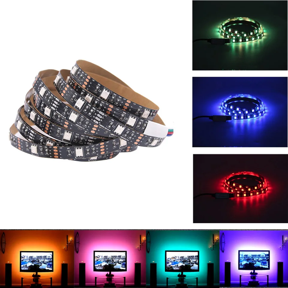

DC 5V USB LED Strip 5050 RGB LED Light Flexible 1M 5M add 3 Key Remote For TV Background Lighting IP20/IP65/IP67 Waterproof