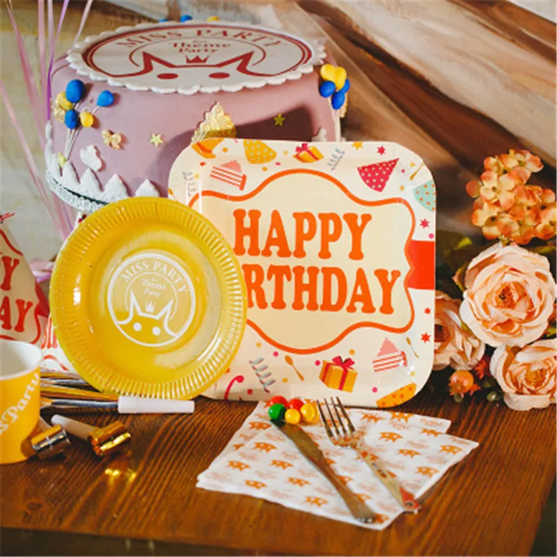 

8pcs 9inch Plates Children Party Kids Boys Baby Happy Birthday Disposable Tableware Animal Themed Decoration Supplies Favors