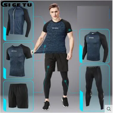 

2018 New Men's Sports Suit Running Tights Compression Set Basketball Gym Workout Jogging Jogging Gym Sportswear 3-5pcs