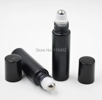 

700PCS/LOT 10ml THICK Black Fragrances ROLL ON GLASS BOTTLE ESSENTIAL OIL stainless steel Roller Ball BY DHL/EMS Free Shipping