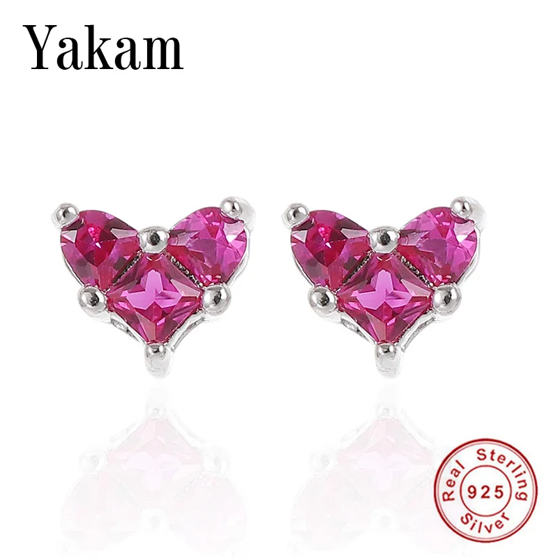 

S925 sterling silver earrings for women red crystal zircon I love you tiny earring jewelry Valentine's Day Christmas trendy gift