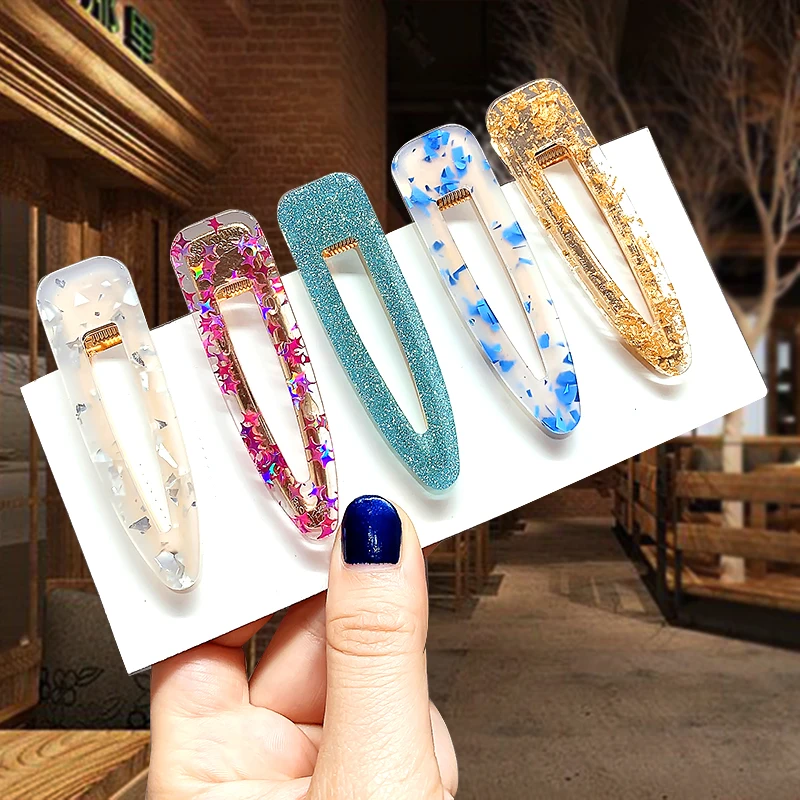 

Korean Style Hair Clips Cute Acrylic Metal Fresh Geometric Leopard Hair Accessories Hair Clips Suitable For Women's Jewelry Gift