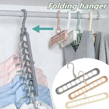 

Multi-function 9-hole Sliding Clothes Hanger Sorting Drying Rack Hook Organizer 3D space saving hanger magic hanger with hook