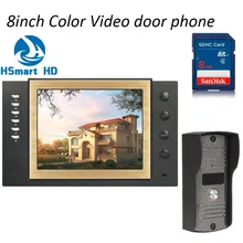 Wired 8GB SD Card Video Record Video Door Phone Doorbell Intercom System With 8″ Color TFT LCD IR Camera
