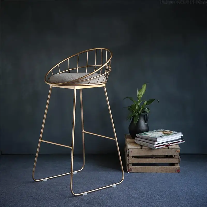 

Simple Bar Stool Wrought Iron Bar Chair Stool Bar low stool Bar Gold High Stool Modern Dining Chair Nordic Golden Furniture