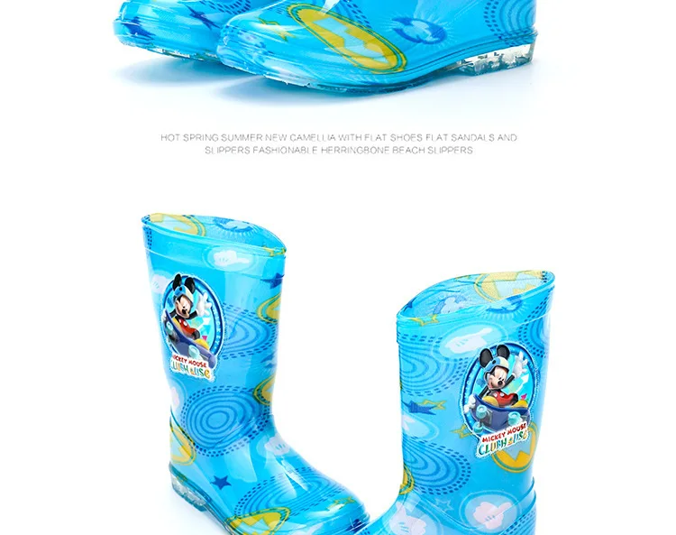 Дисней Принцесса Замороженные дети резиновые сапоги обувь мультфильм мужчины и женщины ПВХ Девушки водонепроницаемая обувь Размер 26-31