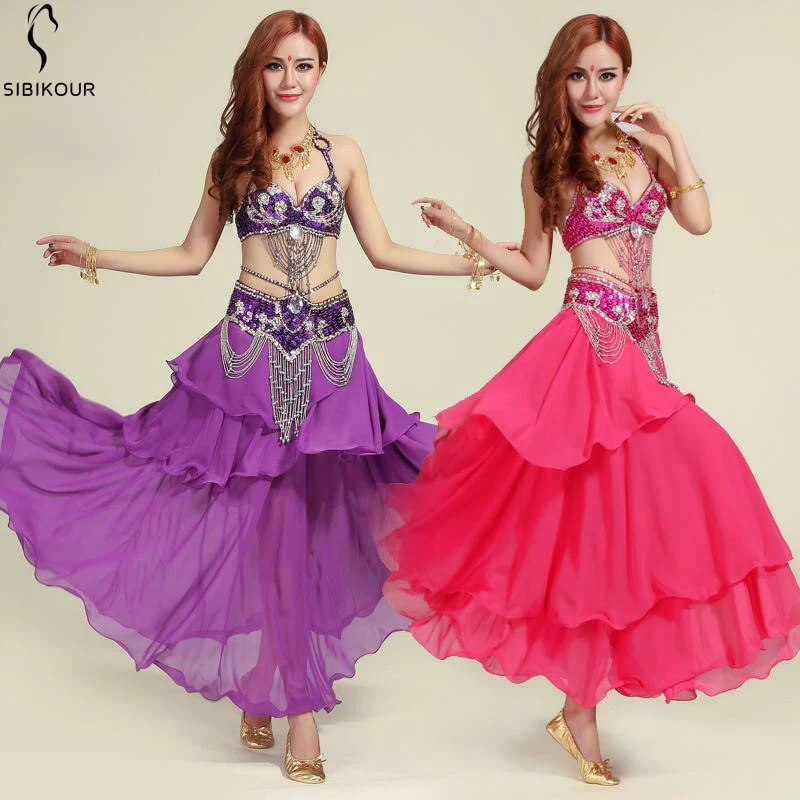 

Women Sexy Belly Dance Costume Bollywood Belly Dance Skirt Bollywood Oriental Outfit Bra Belt Egypt Egyptian Dance Clothes 2019