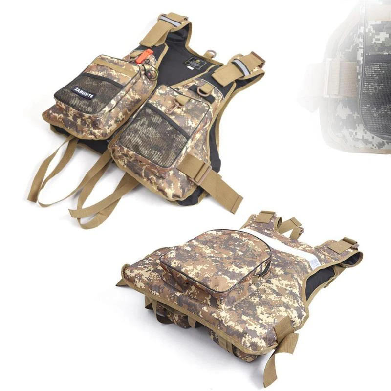 

Leo Adjustable Fly Fishing Vest Jacket Swimming Sailing Waistcoat Vest Outdoor Mutil-Pocket Floating Jacket,Camouflage