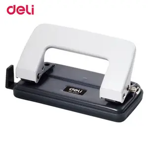 Deli School Office Metal Double Hole Puncher Hand Paper Punch Iron Single Hole Paper Punch, Metal White Blue Normal Style Punch