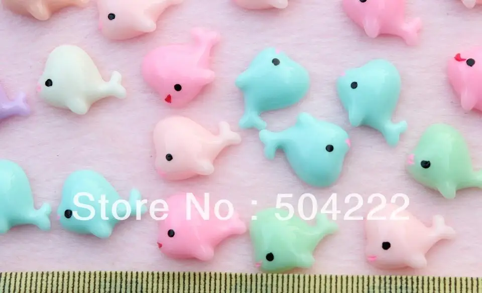 

set of 100 pcs shiny little polished lovely Resin kawaii whale decoden cabochons 20mm