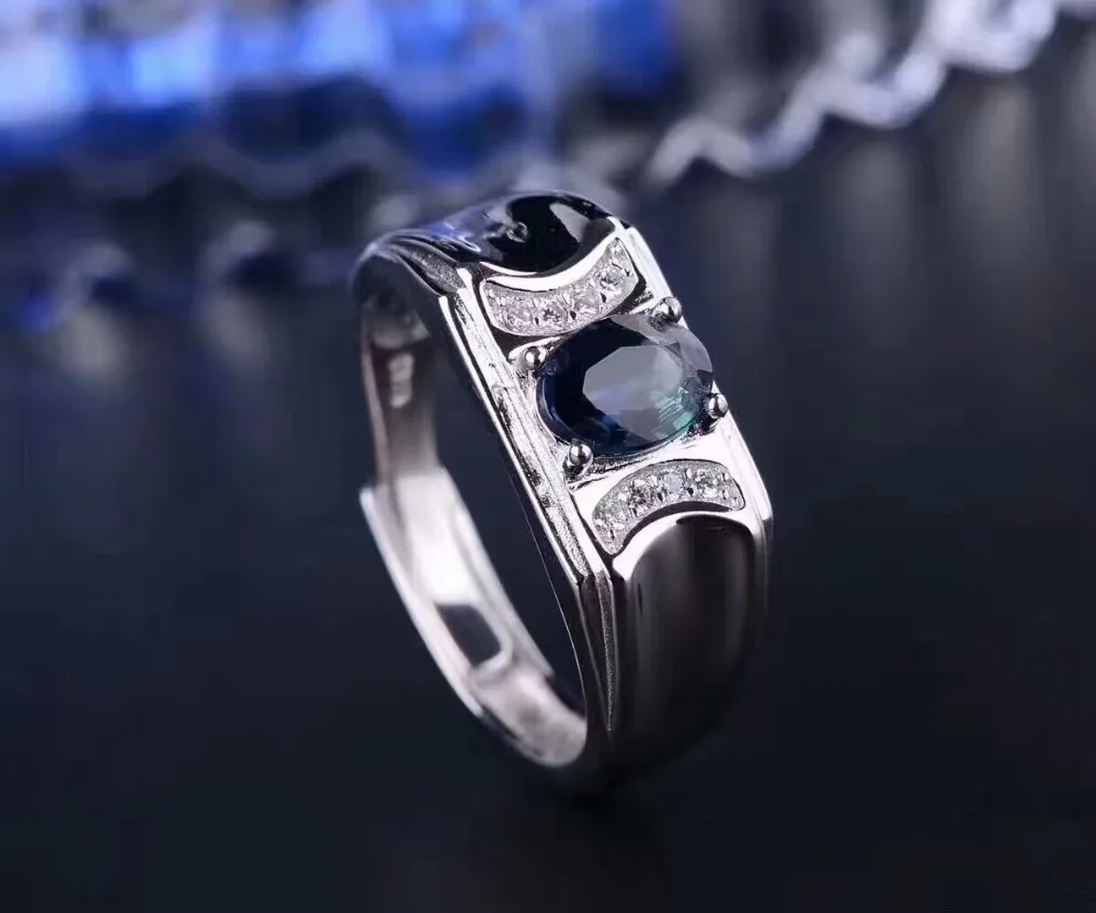 KJJEAXCMY Fine jewelry 925 pure silver inlaid Sapphire Rings for men and women