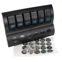 Car Switches Waterproof 6 Gang Led Rocker Power Socket Switch Panel for Marine Boat rv 12V