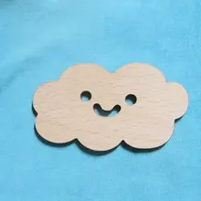 Деревянная улыбка брошь с облаком