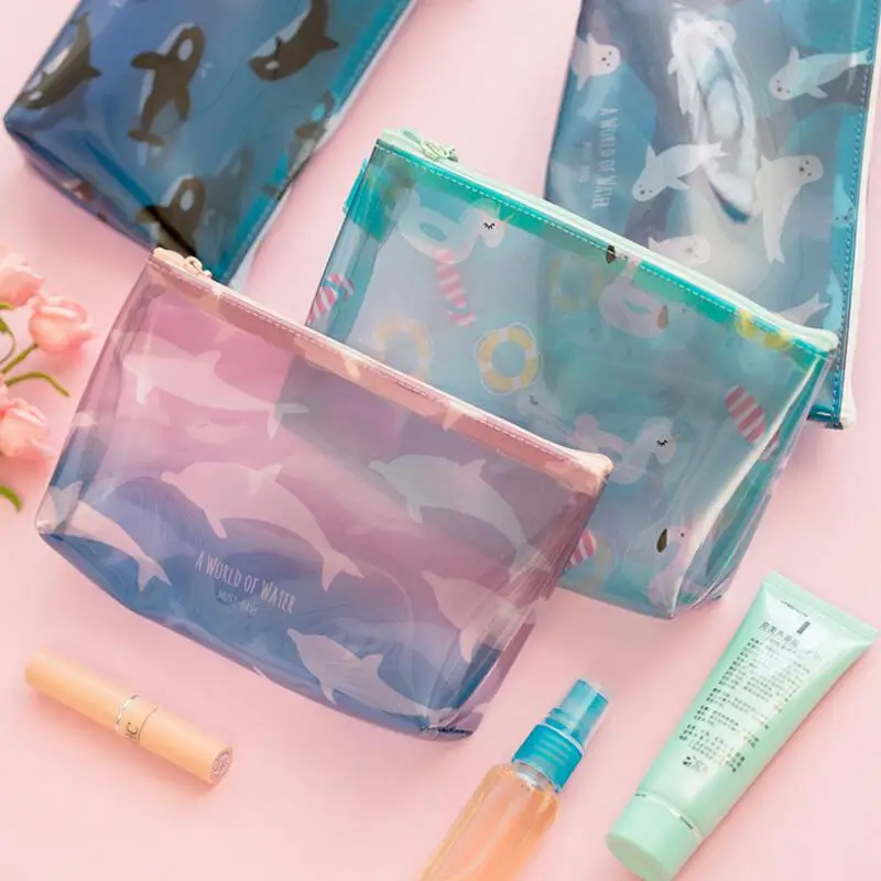 

Whale Penguin Flamingo PVC Pencil Case Cute Transparent Waterproof pen pouch Kawaii stationery Big capacity Storage bag Zakka