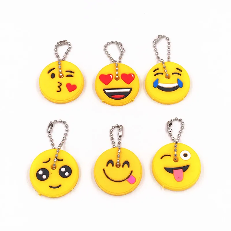 6Pcs/Lot New Kawaii Emoji Smile Keychain Fashion Jewelry Silicone Key