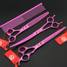 8,0 дюймов Высококачественный фиолетовый дракон Профессиональные Парикмахерские ножницы для стрижки волос филировочные ножницы для домашних животных 440C розовый цвет