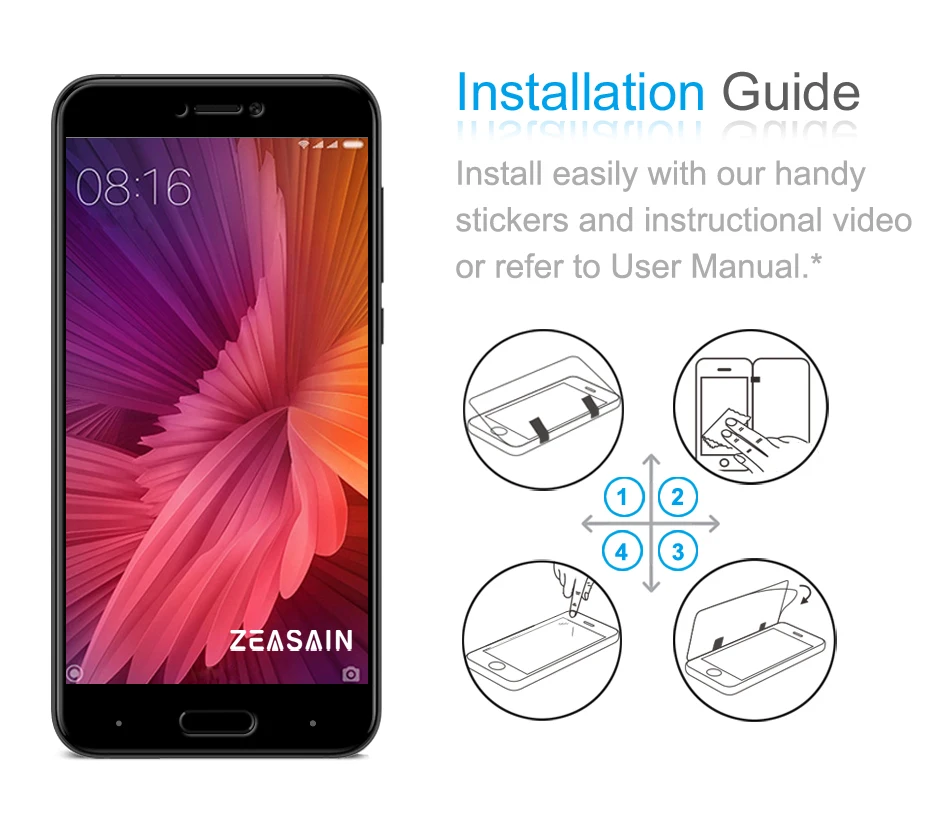 2 Pack Original ZEASAIN 2.5D 9H Full Cover Tempered Glass Screen Protector For Xiaomi Mi 5C Mi5C M5C 5 C Xiomi Mi 5C Glass Film (2)