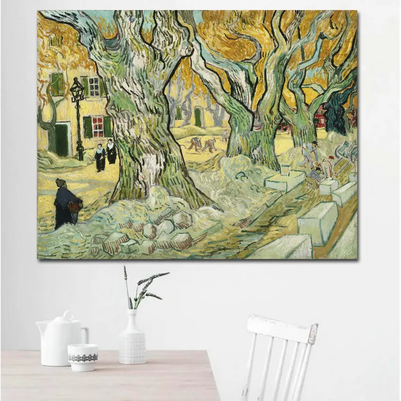 Самоотверженный Венсан Ван Гог Ирисы печать пейзаж живопись искусство на camvas картина маслом без рамки - Цвет: Large Plane Trees