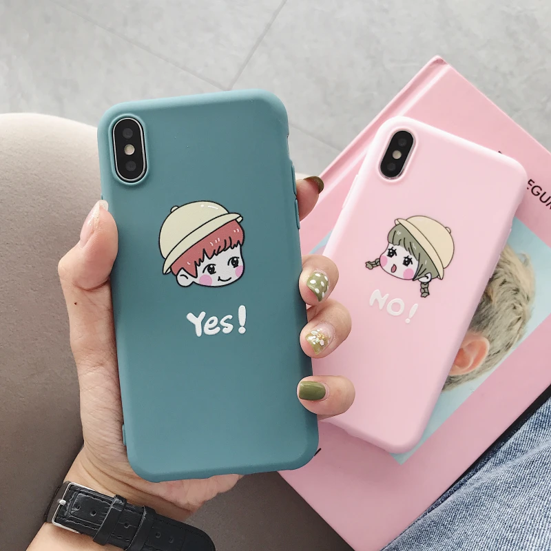 

Fashion Couple Yes Or No TPU Phone Case For iPhone XS MAX XR X 8 7 6s 6 Plus Case Back Cover Cute Cartoon Silicone Fundas Coque
