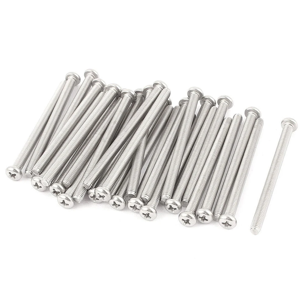 

M5 x 70mm 304 Stainless Steel Phillips Round Head Screws Bolt 30pcs