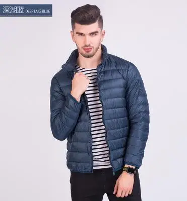 [Aiweier] ультра-светильник, мужские куртки, мужские зимние тонкие, стоячий воротник, 90%, тонкая молния, корейский стиль, повседневный пуховик для мужчин, куртки - Цвет: As picture