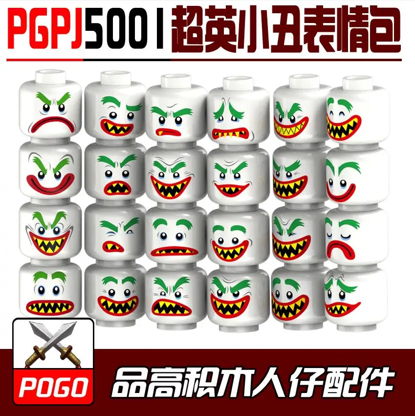

One Set Female Male Joker Face Emoji Head Expressions Set MOC Accessories Building Blocks Model Bricks DIY Toys Children Gift