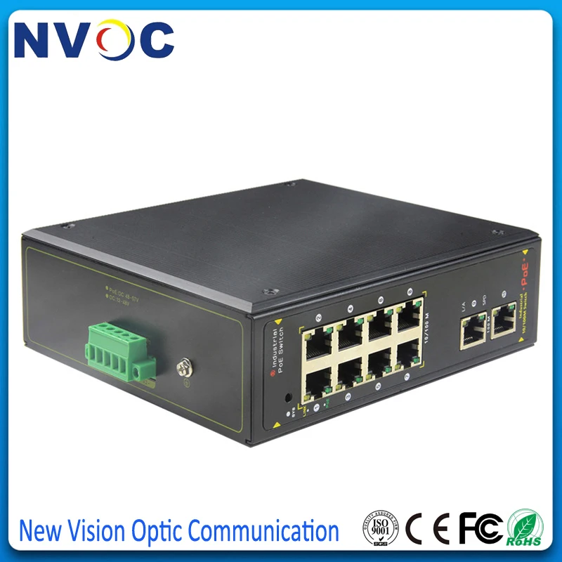 ONV Industrial Unmanaged PoE Switch with 8PoE ports 10/100M Supports