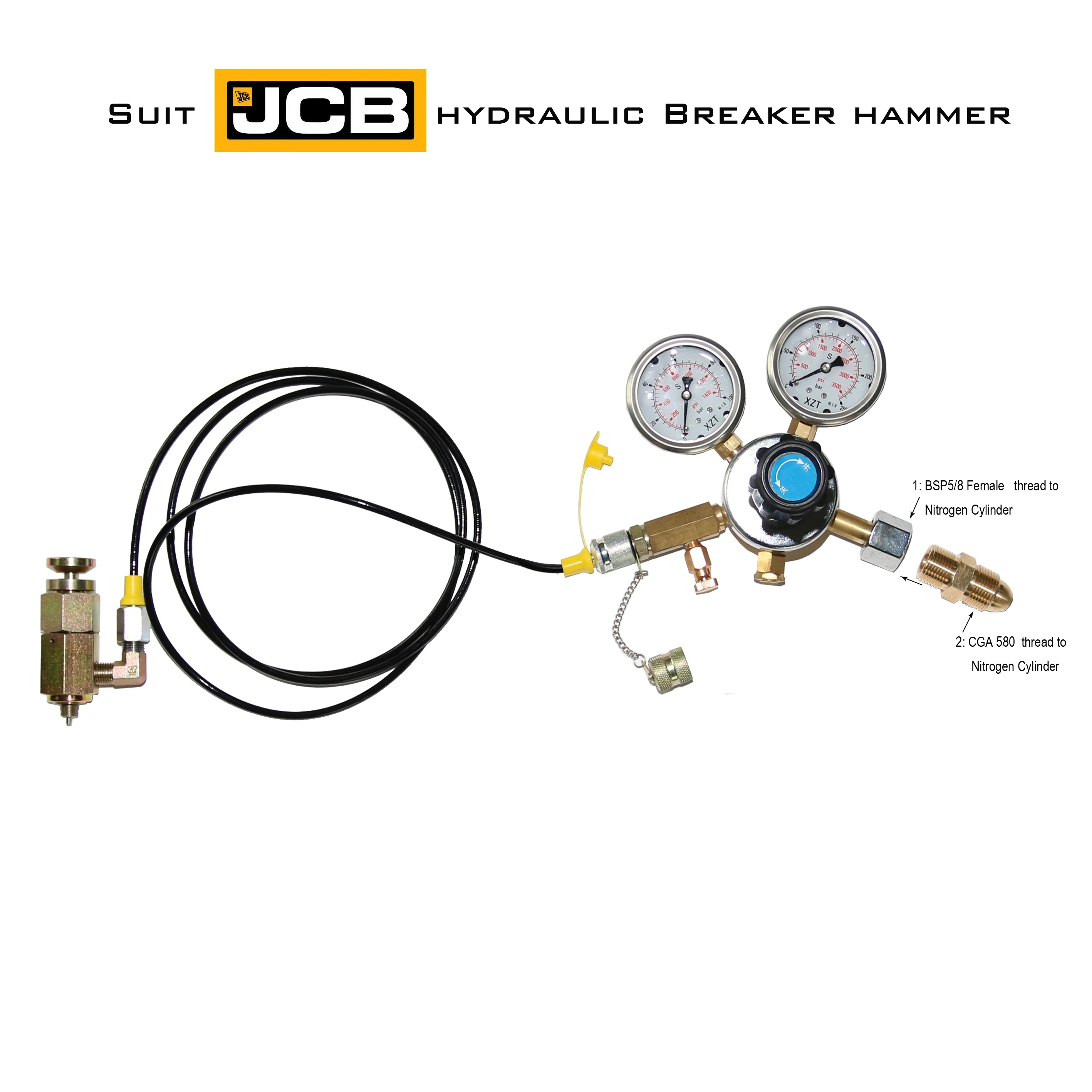 

XZT nitrogen gas charging kit for JCB brand hydraulic breaker hammer