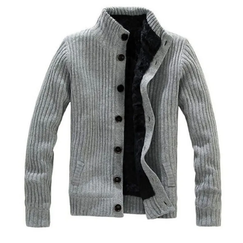 

2018 New Thick Men Warm Sweater Cardigan With Fur Good Quality Popular Soft Sweater Men
