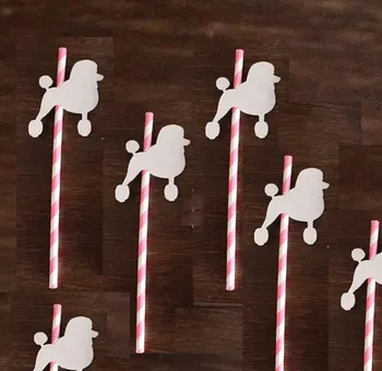 

glitter Poodle Paper drinking Straws custom dog breed Wedding bridal baby birthday shower Bachelorette Drinks tea party straw