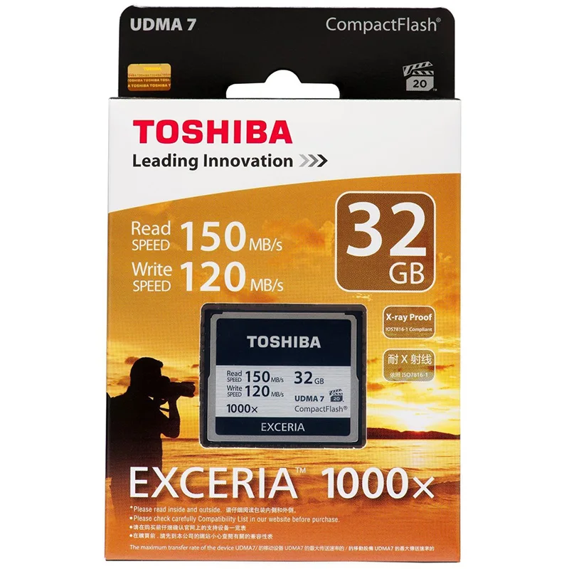 Toshiba 32 ГБ EXCERIA 1000x CF карта 32 ГБ компактная флеш CF карта Compactflash 32 ГБ карты цифровая карта памяти камера