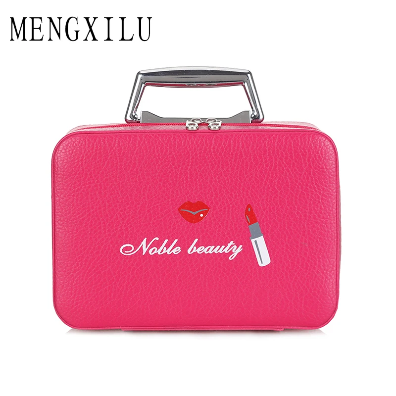 

MENGXILU Women Professional Waterproof Toolbox Lovely Cosmetic Bag Large Capacity Makeup Storage Case Girl Portable Folding Bags