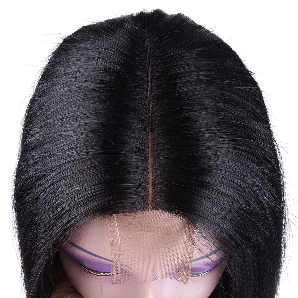 HairUGo малазийские прямые 2*6 шнурка часть парик предварительно выщипанные с волосами младенца не-remy шнурка человеческих волос парики для черных женщин средний коэффициент