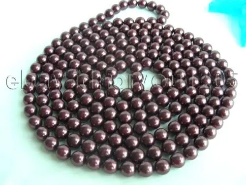 

FREE shipping>>>>65" Natural 8mm Lavender Round Shell Pearl Necklace! 6.07